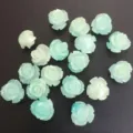 Handcrafted pale green carved shell powder rose flower beads for DIY jewelry necklace making - 50 Pieces/Pack (10mm) / Blue