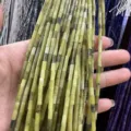 Handmade 2x4mm light green natural stone cylindrical tube loose beads for DIY jewelry making - Southern Jade (Tube) / 2*4mm (Approx. 38cm Strand)