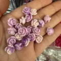 Carved shell powder rose beads in purple gradients for DIY jewelry making - 50 Pieces/Pack (10mm) / Lavender