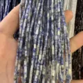 2x4mm blue and white mottled natural stone cylinder tube beads for DIY jewelry projects - Blue Spot Stone (Tube) / 2*4mm (Approx. 38cm Strand)