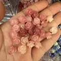 Premium pink shell powder carved rose flower beads for DIY jewelry making accessories - 50 Pieces/Pack (10mm) / Pink
