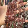 Natural plum flower shaped strawberry quartz stone loose beads for DIY jewelry making and crafts - 25 Pieces/Strand (15x15x5mm) / Strawberry Quartz
