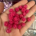 Detailed pink shell powder 3D rose flower beads for DIY jewelry making handmade crafts - 50 Pieces/Pack (10mm) / Rose Red