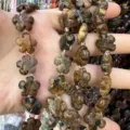 Natural stone flower shaped loose beads for handmade DIY jewelry making accessories - 25 Pieces/Strand (15x15x5mm) / Yellow Stone