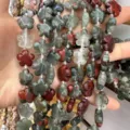 Strand of natural multicolor stone loose beads in plum flower shape for DIY jewelry making - 25 Pieces/Strand (15x15x5mm) / Dragon Blood Stone