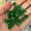 Green natural shell powder 3D rose flower beads for DIY jewelry necklace accessories - 50 Pieces/Pack (10mm) / Green