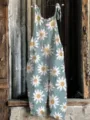 Detailansicht des niedlichen blumengedruckten Damen-Overalls mit Gänseblümchenmuster. - S / Blumenstil 2