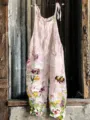 Pink floral print wide-leg jumpsuit, summer sleeveless casual streetwear for women. - S / Top And Bottom / New Floral 29