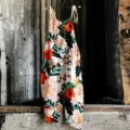 Sweet floral print vintage wide leg jumpsuit for women summer casual spaghetti strap. - S / New Floral 33