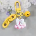 Llavero amarillo lindo con colgante de nube lazo rosa, accesorio de bolso dulce para manualidades. - Estilo 1 / Amarillo