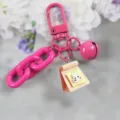 Leuke roze konijn sleutelhanger met ketting bel kawaii tas charm hanger accessoire - Stijl 3