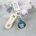 Cute cartoon light bulb cat keychain, sweet style bag pendant, metal key ring accessory. - Style 3