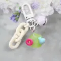 Creatieve hexagoon sleutelhanger met harsbedel, witte sluiting en pastelkleurige ketting - Stijl 4