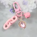 Llavero con colgante de gota de estrás rosa, cadena y campanilla, accesorio bonito para bolsos. - Estilo 4