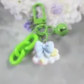 Llavero lindo de color caramelo con colgante de nube lazo de resina y campana verde accesorio DIY - Estilo 5