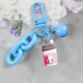 Portachiavi carino con coniglio e bubble tea, catena blu e campanello, ciondolo kawaii per borsa. - Stile 7