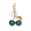 Shiny green glitter cherry keychain and handbag charm with gold hardware for women. - Style 2