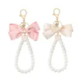 Llavero de perlas con lazo lindo para mujer colgante de bolso elegante rosa claro. - Estilo 3 (Individual)