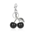Black glitter cherry keychain, stylish metal bag charm with clasp for women and girls. - Style 6