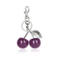 Sparkling purple glitter cherry keychain cute handbag charm metal accessory for women. - Style 9