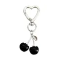 Leuke hart sluiting zwarte kers sleutelhanger Y2K esthetische tas hanger accessoire - Zwart