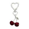 Leuke rode kers hart sleutelhanger zoete y2k tas charm metalen accessoires schattig - Donkerrood