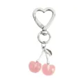 Schattige hartvormige roze kers sleutelhanger, metalen tas charm accessoire. - Roze