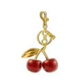 Gold-plated cherry keychain with red glitter fruits and letter charm for handbag decoration. - Style 1