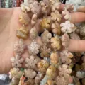 Natural agate and amethyst flower loose beads for DIY jewelry making and accessories - 25 Pieces/Strand (15x15x5mm) / Chrysanthemum Stone