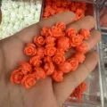 Carved shell powder rose flower charm beads for DIY jewelry making - 50 Pieces/Pack (10mm) / Coral Orange