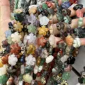 Hand-held natural stone beads in plum blossom shape for DIY jewelry making accessories - 25 Pieces/Strand (15x15x5mm) / Multicolor