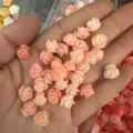 Small peach pink shell powder rose flower beads for DIY jewelry making and crafts - 50 Pieces/Pack (10mm) / Light Pink