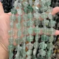 Natural green aventurine stone beads in flower shape for DIY jewelry making accessories - 25 Pieces/Strand (15x15x5mm) / Green Strawberry Quartz