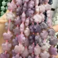Purple natural stone plum blossom loose beads for DIY handmade jewelry crafting - 20 Pieces (20x20x6mm) / Lilac Stone
