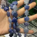 Natural blue agate gemstone beads in five-petal flower shape for DIY jewelry making 12mm - 25 Pieces/Strand (15x15x5mm) / Blue Aventurine
