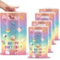 Rainbow pastel birthday gift bags with cute kawaii food designs, perfect for party favors. - Squishy Theme / 10 Pieces Pack / Rainbow Gradient
