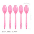 Pink plastic spoons set of 10 pieces, disposable tableware for party celebration supplies. - Pink Plastic Spoons (Pack of 10) / Pink
