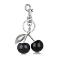 Porte-clés cerise en grès noir scintillant, charm de sac argenté élégant et chic. - Style 1 (Grès Noir)