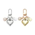 Pearl heart keychain metal bag charm cute handbag pendant key chain accessory for women gift - Style 2