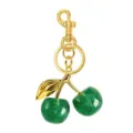 Green glitter cherry keychain for women, stylish fruit bag charm and metal key ring accessory. - Style 2 (Single)