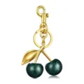 Magnifique variante de porte-clés cerise dorée de luxe avec fruits pailletés vert foncé - Style 2 (Paillettes Vert Foncé)
