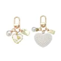 Chic pearl heart keychain charm for women handbag wallet elegant gold metal accessory - Style 3
