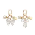 Pearl bow keychain charm for women handbag wallet cute gold hardware accessories pendant - Style 4