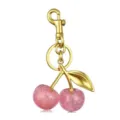 Porte-clés cerise scintillant bijou de sac avec mousqueton et anneau doré élégant - Style 4 (Paillettes Roses)