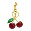 Gold metal cherry keychain with sparkling red fruit and green leaf bag charm accessory. - Style 9 (Single)