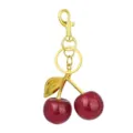 Gold tone double cherry keychain red glitter bag charm cute fruit accessory gifts - Style 12 (Single)