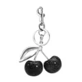 Silver cherry keychain with sparkly black stones, cute bag charm and keyring for women. - Style 17 (Single)