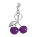Purple glitter cherry keychain bag charm with silver clasp for women and girls accessories. - Style 22 (Single)