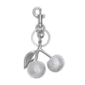 Silver glitter cherry keychain for women, cute metal fruit bag charm with lobster clasp. - Style 23 (Single)