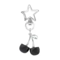 Stylish star clasp black cherry keychain metal bag charm cute keyring for women fashion accessory - Style 24 (Single)
